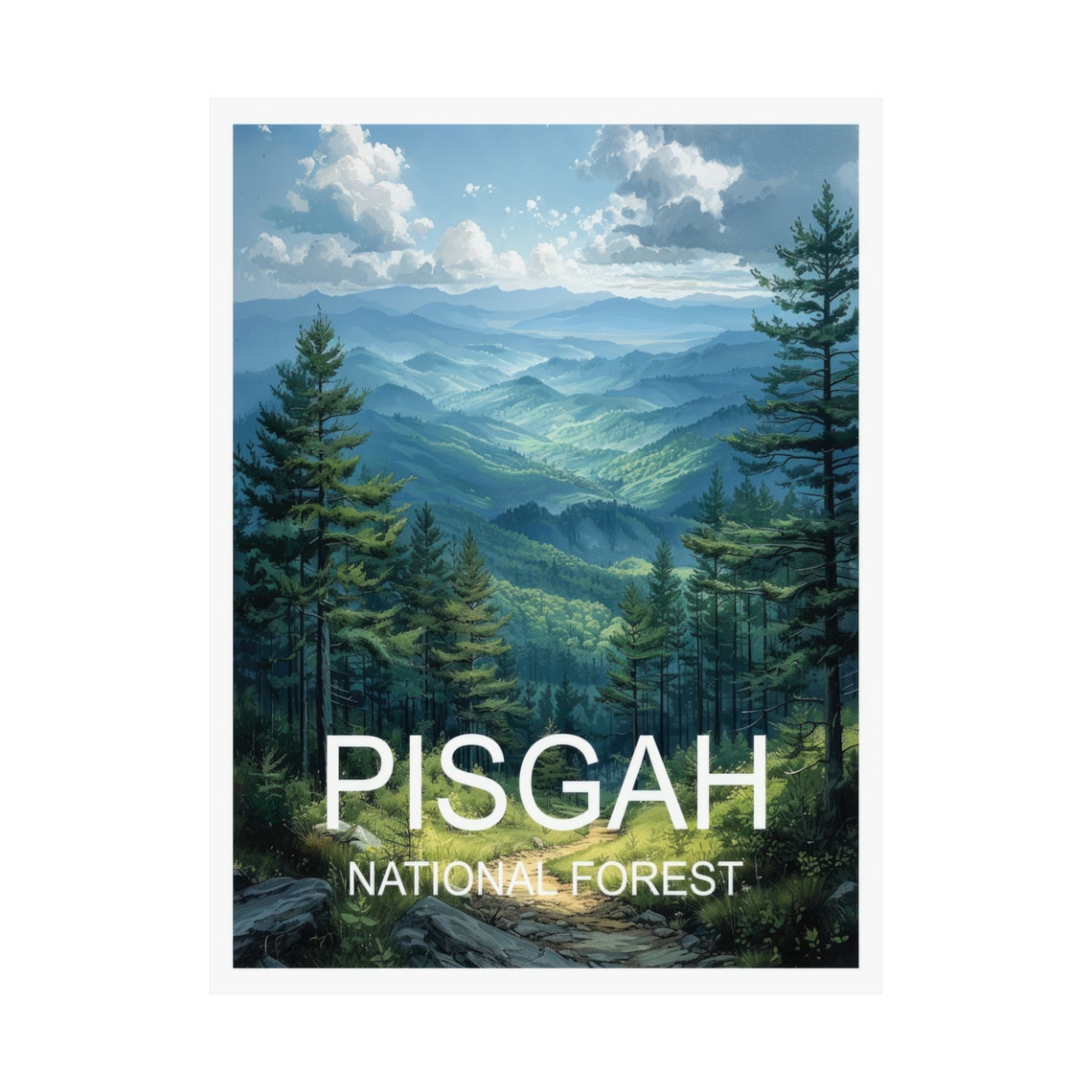 Pisgah National Forest Blue Ridge Mountain Vista Travel Poster - Image 3