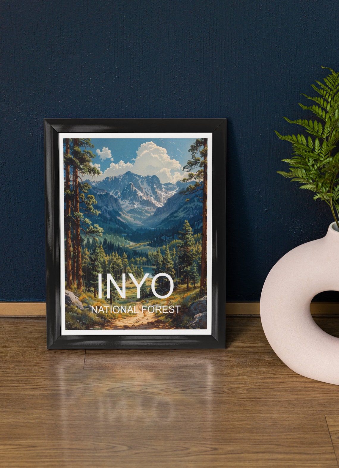 Inyo National Forest Snow Capped Sierra Peaks Pine Trail Poster