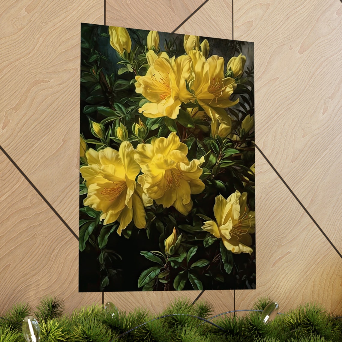 Yellow Azalea Blooming Shrub Bright Spring Blossoms Floral Art Poster - Image 2