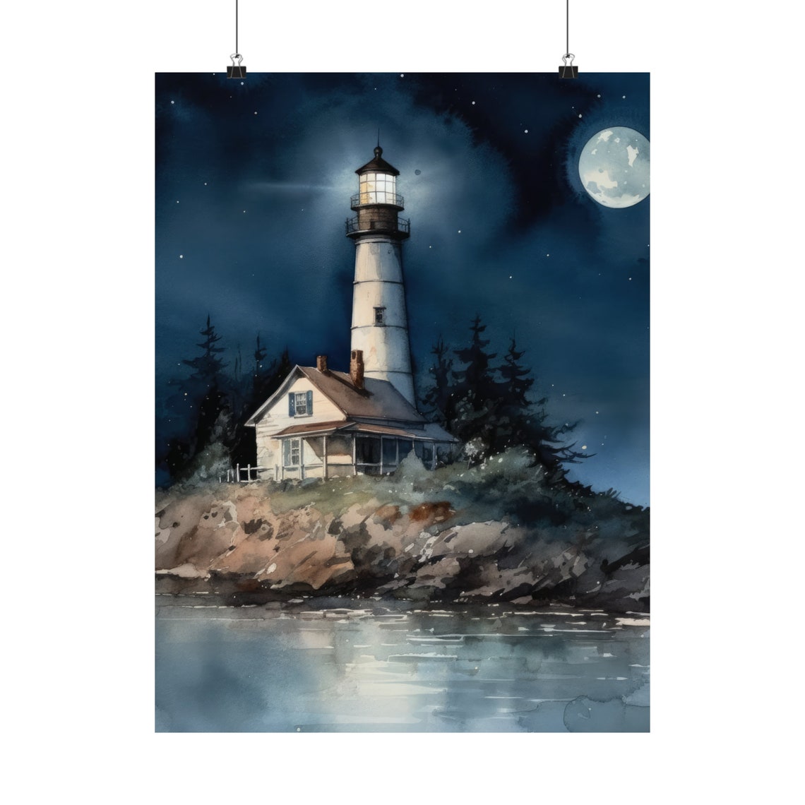 Lighthouse Art Print Lighthouse Painting Lighthouse Wall Art Beach Art Print Beach Wall Art Ocean Dcor Ocean Painting Ocean Theme - Image 5