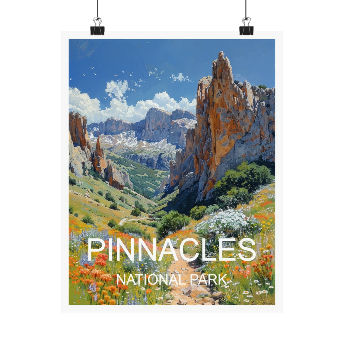 Pinnacles National Park Rocky Peaks Wildflower Valley View Poster - Image 4
