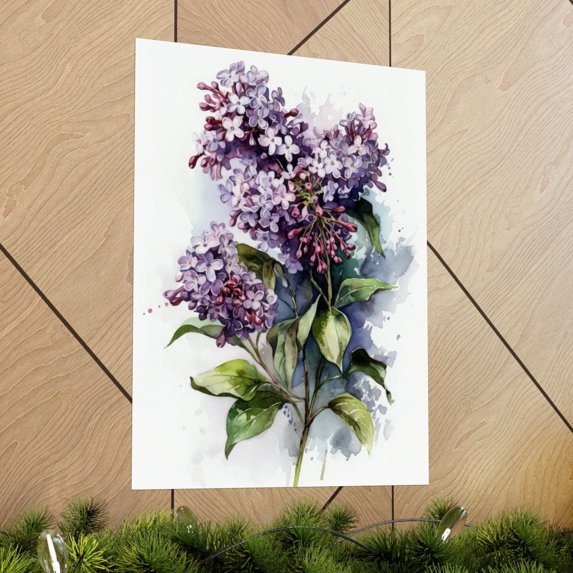 Fragrant Purple Lilac Sprigs Watercolor Botanical Floral Poster - Image 2