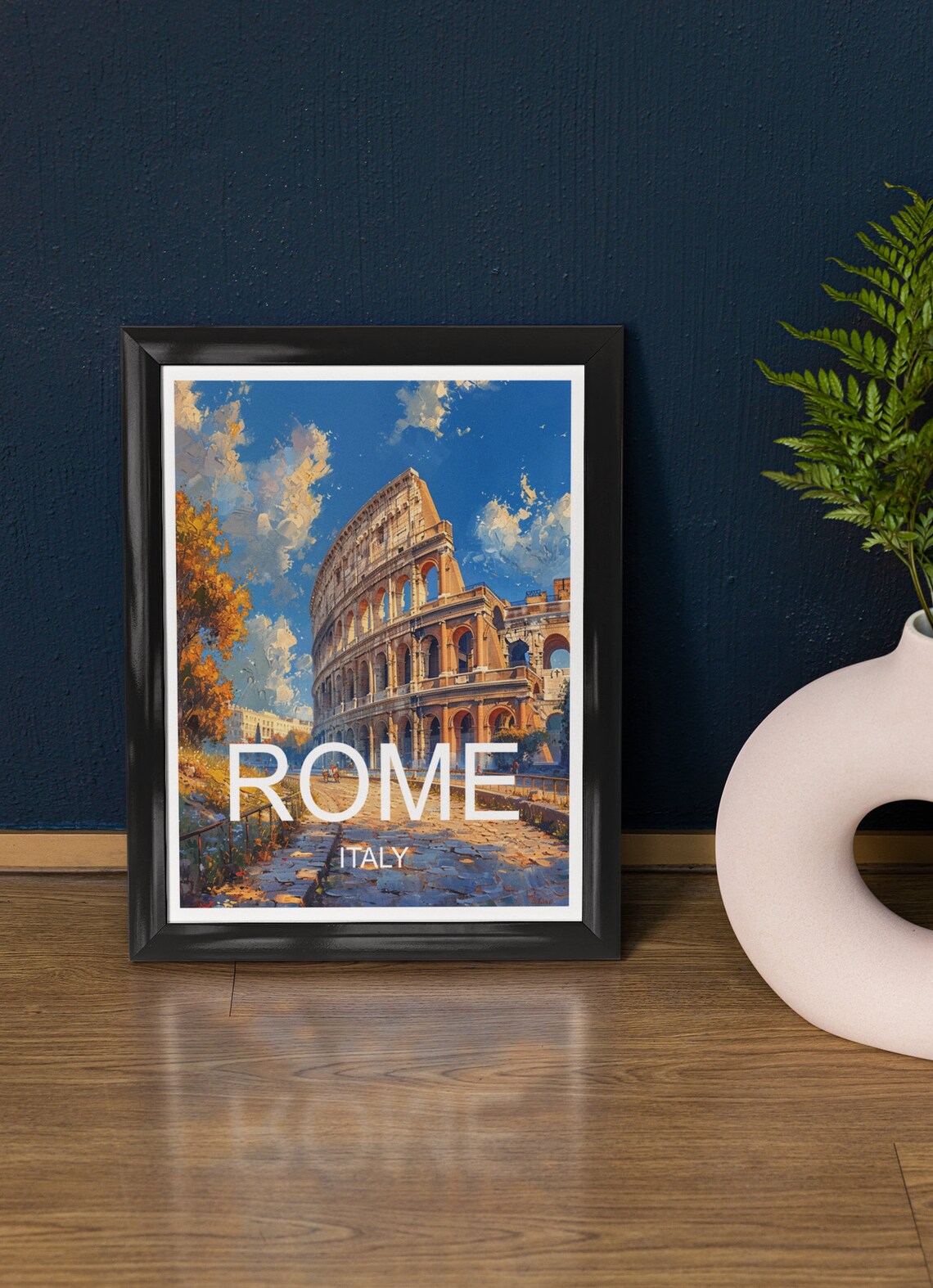 Rome Italy Colosseum Golden Light Ancient Ruins Travel Poster