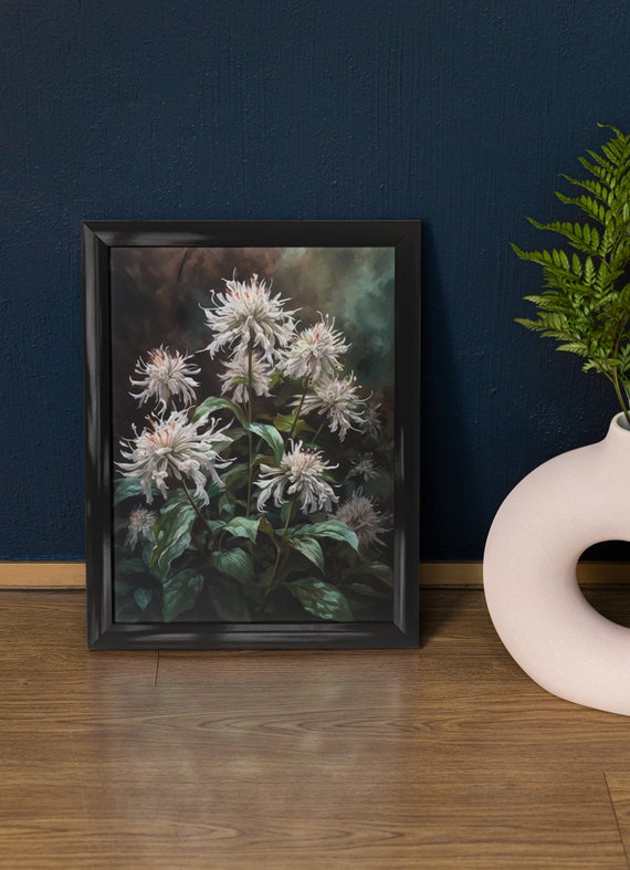 White Bee Balm Flower Art Print Flower Painting Flower Dcor Floral Art Print Floral Wall Art Painting Floral Artwork Botanical Print