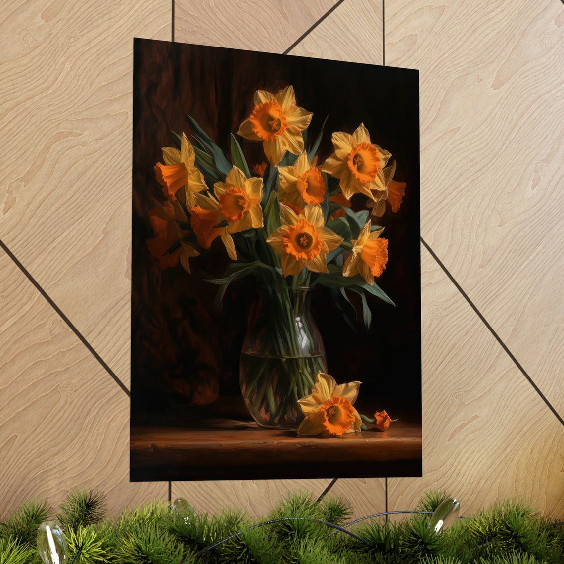 Orange Daffodil Bouquet Warm Golden Blooms Still Life Art Poster - Image 2