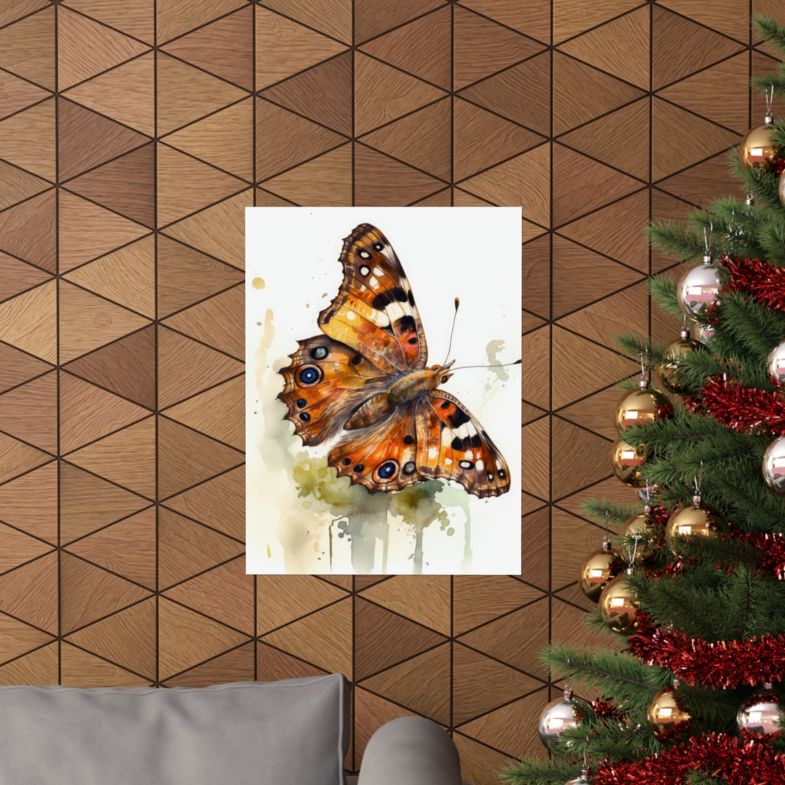Satyr Butterfly Watercolor Rust Orange Wings Spots Insect Art Print - Image 3