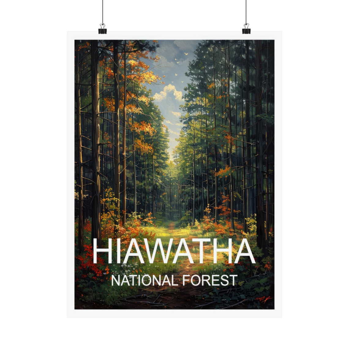 Hiawatha National Forest Autumn Pine Trail Vintage Travel Poster - Image 5