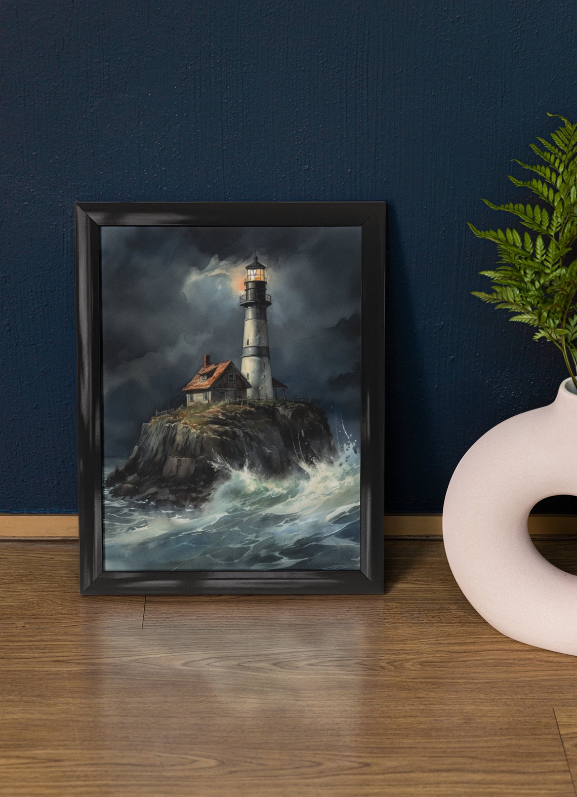 Lighthouse Art Print Lighthouse Painting Lighthouse Wall Art Beach Art Print Beach Wall Art Ocean Dcor Ocean Painting Ocean Theme