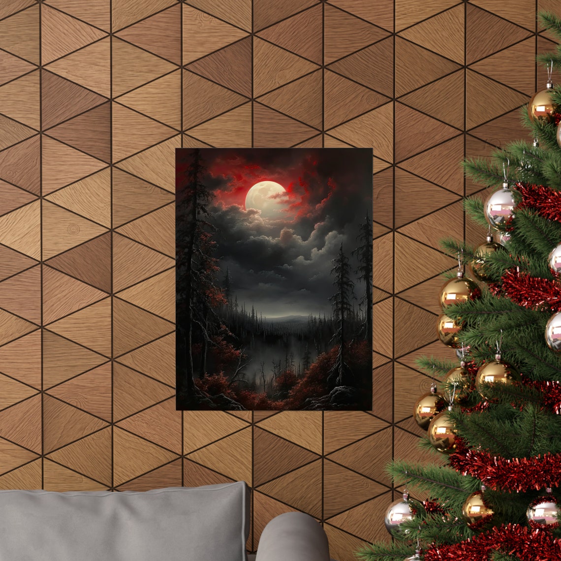 Moon Art Print Dark Academia Art Dark Cottagecore Art Witch Room Dcor Moon Wall Art Gothic Wall Art Moody Wall Art Celestial Art - Image 3