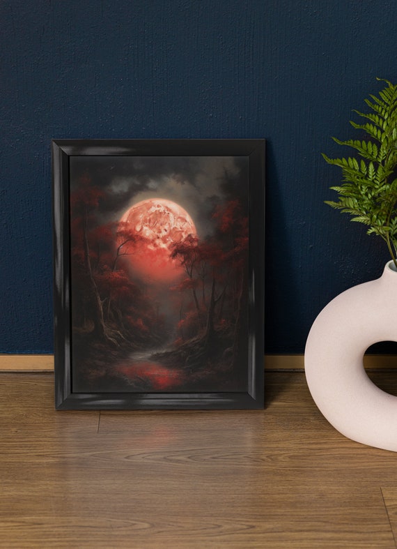 Moon Art Print Dark Academia Art Dark Cottagecore Art Witch Room Dcor Moon Wall Art Gothic Wall Art Moody Wall Art Celestial Art