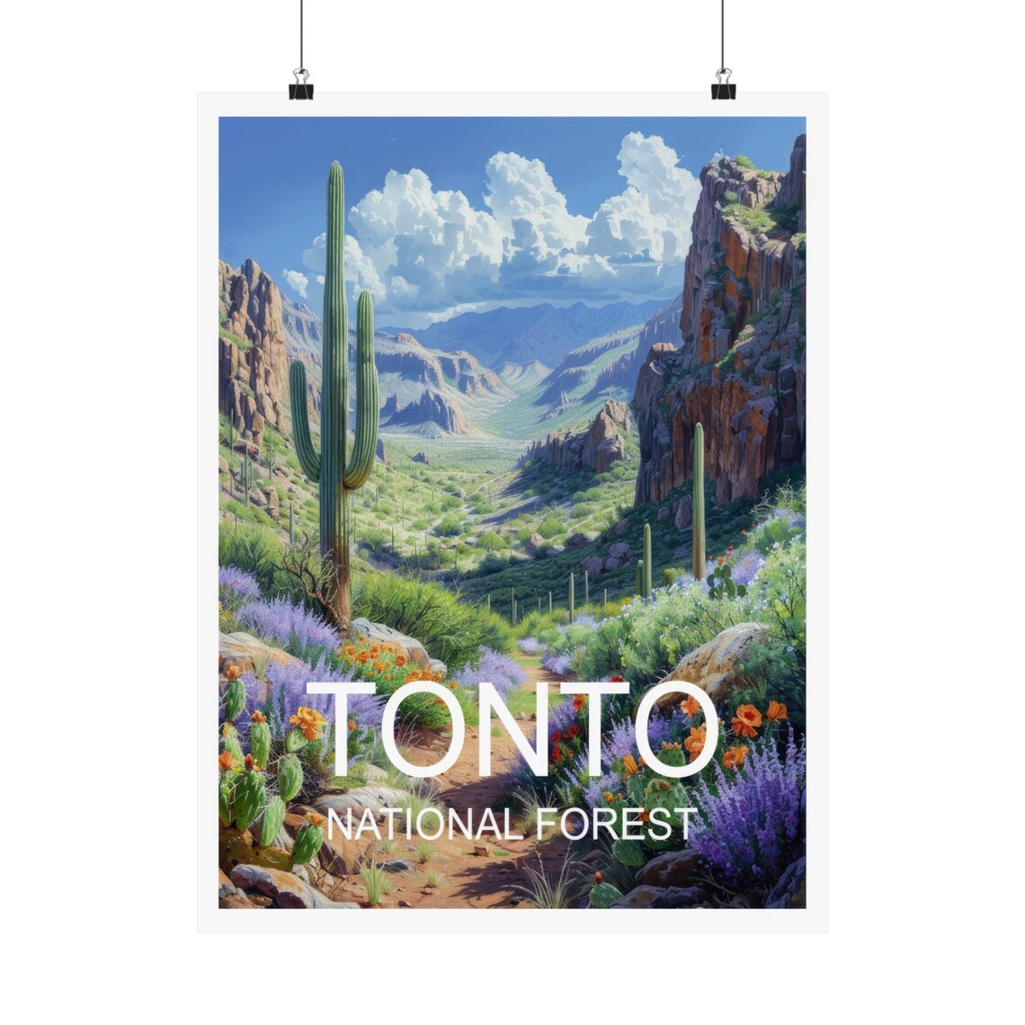 Tonto National Forest Desert Canyon Saguaro Wildflower Travel Poster - Image 5
