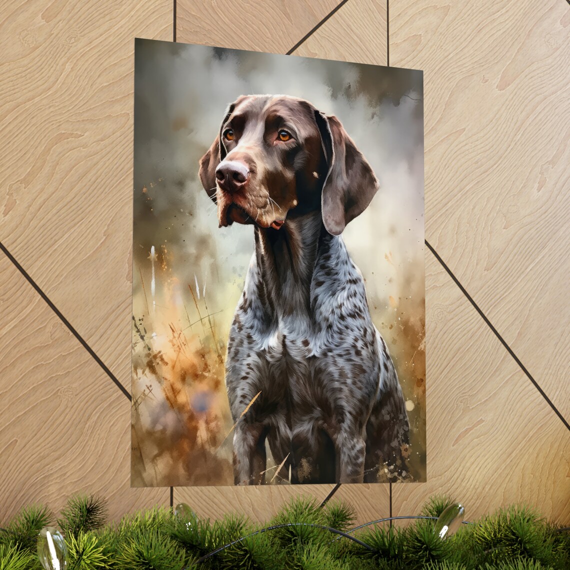 German Shorthaired Pointer Dog Watercolor Portrait Field Poster - Image 2