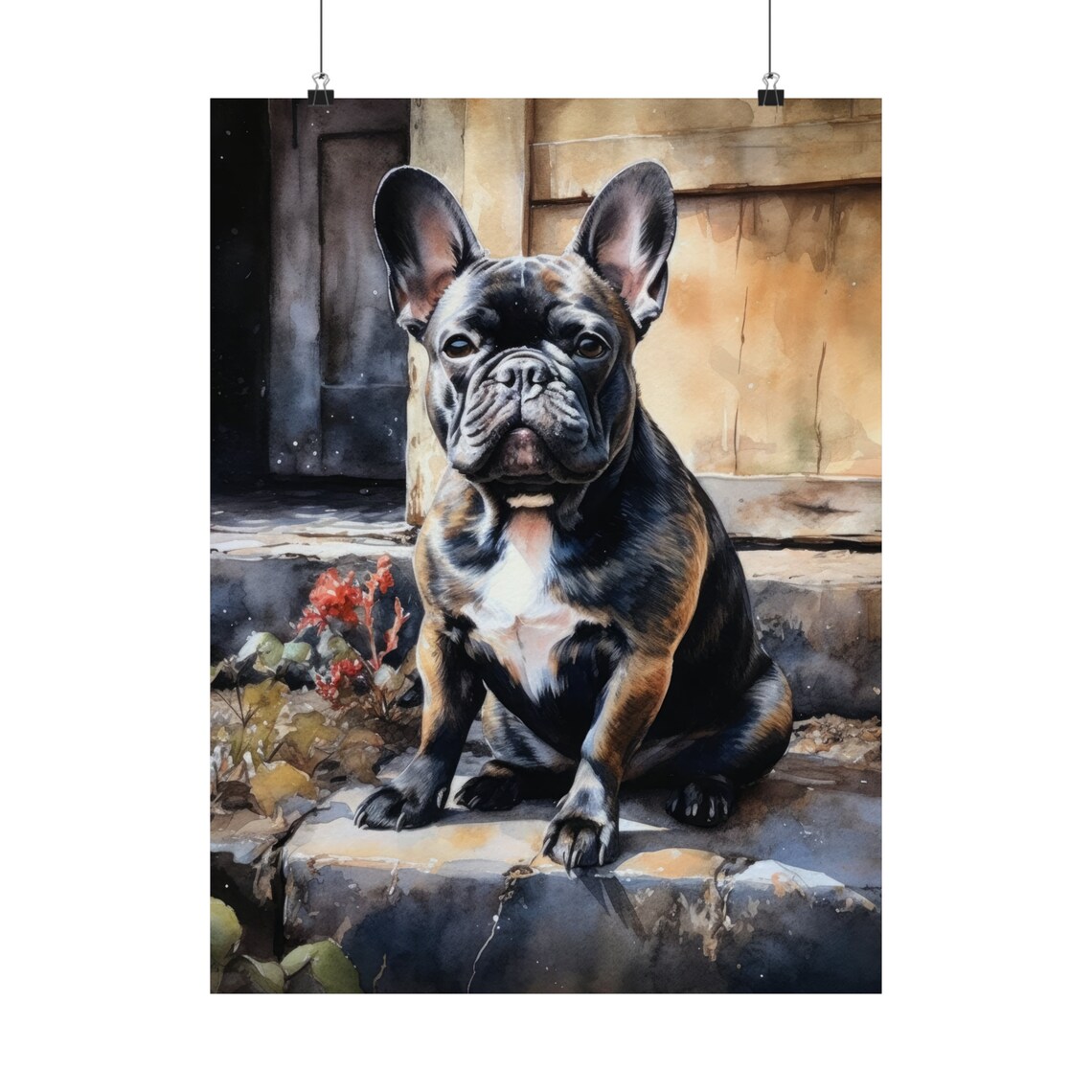 French Bulldog Brindle Stone Steps Portrait Watercolor Dog Poster - Image 5