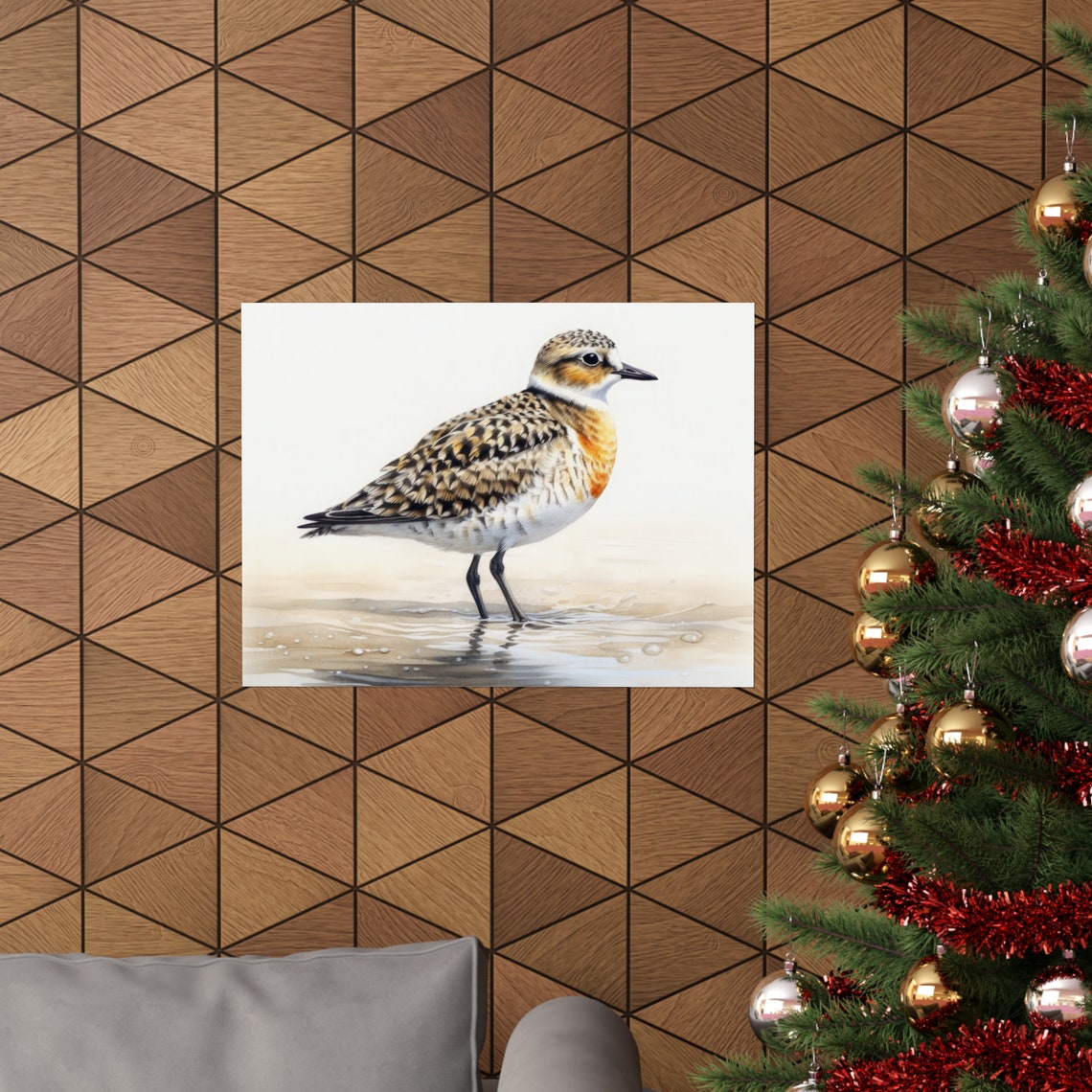 Golden Plover Shorebird Standing Watercolor Beach Bird Art Print - Image 3