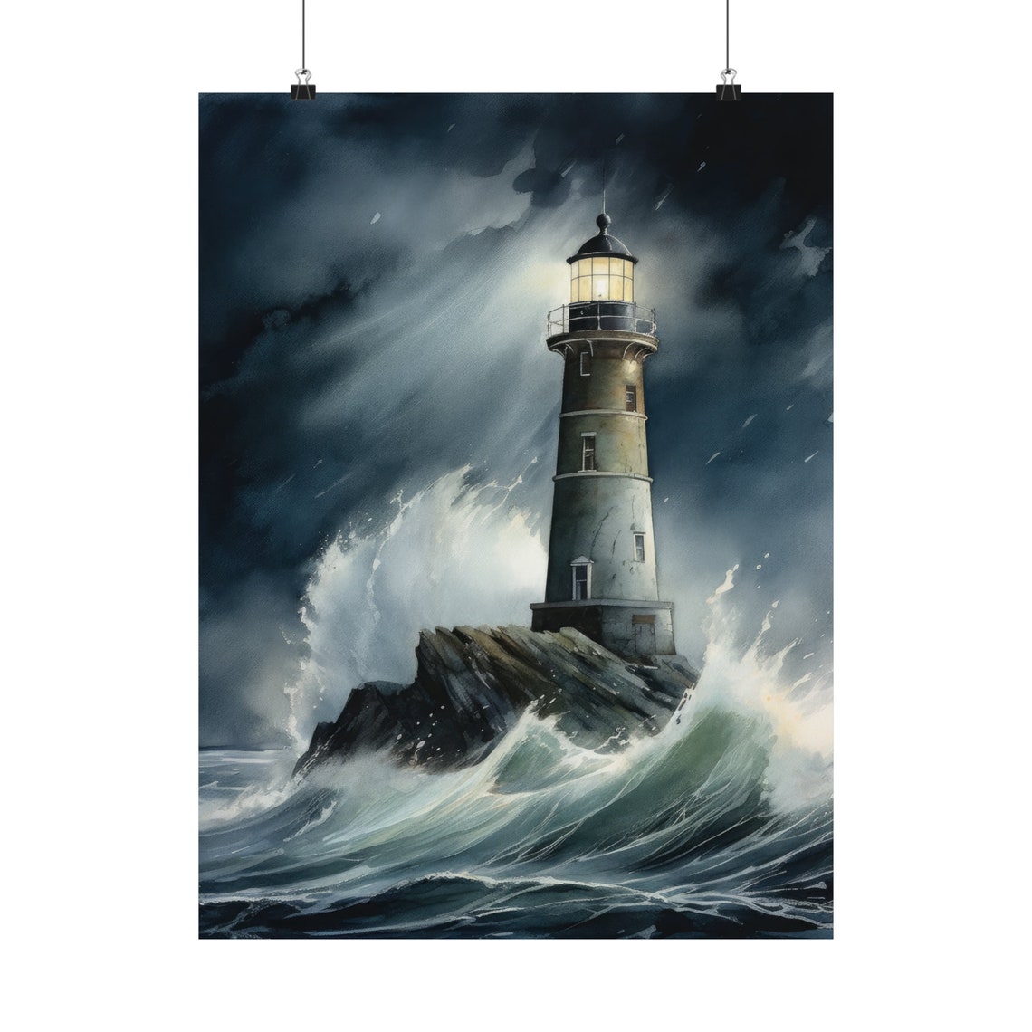 Lighthouse Art Print Lighthouse Painting Lighthouse Wall Art Beach Art Print Beach Wall Art Ocean Dcor Ocean Painting Ocean Theme - Image 5