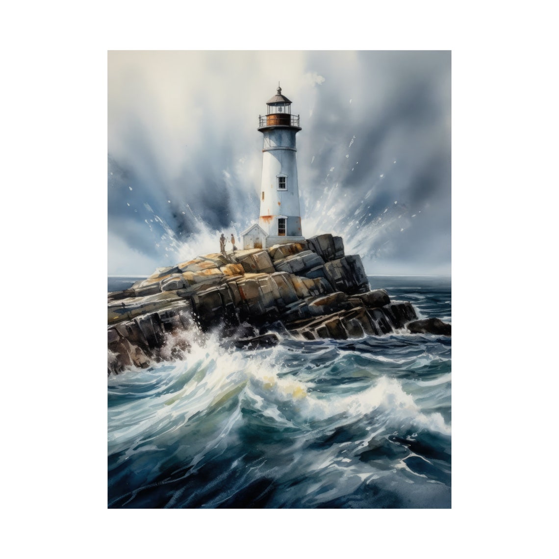 Lighthouse Art Print Lighthouse Painting Lighthouse Wall Art Beach Art Print Beach Wall Art Ocean Dcor Ocean Painting Ocean Theme - Image 4