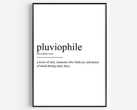 Pluviophile Definition Typography Quote Art Print