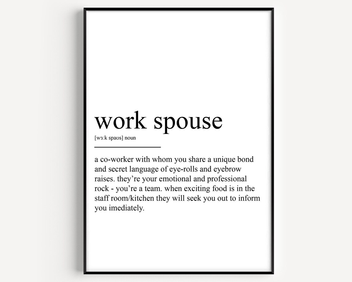 Work Spouse Definition Print Funny Coworker Gift Dictionary Typography Art