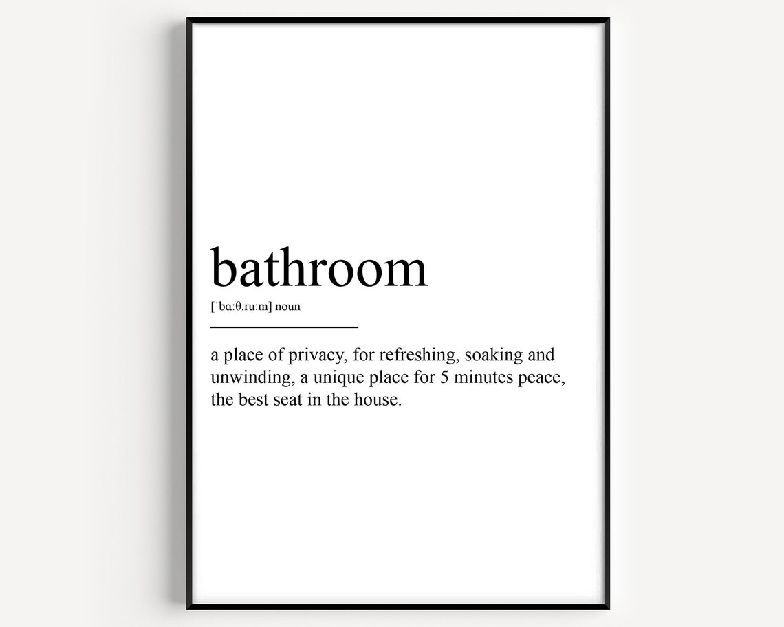 Bathroom Funny Definition Dictionary Word Decor Humor Wall Art