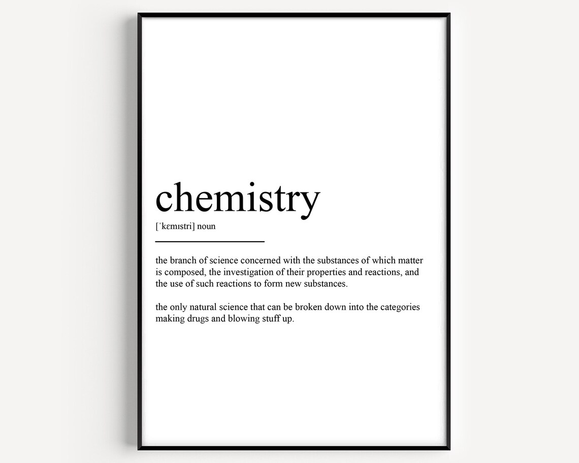 Chemistry Definition Art Print, Science Typography