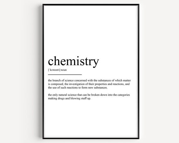 Chemistry Definition Art Print, Science Typography