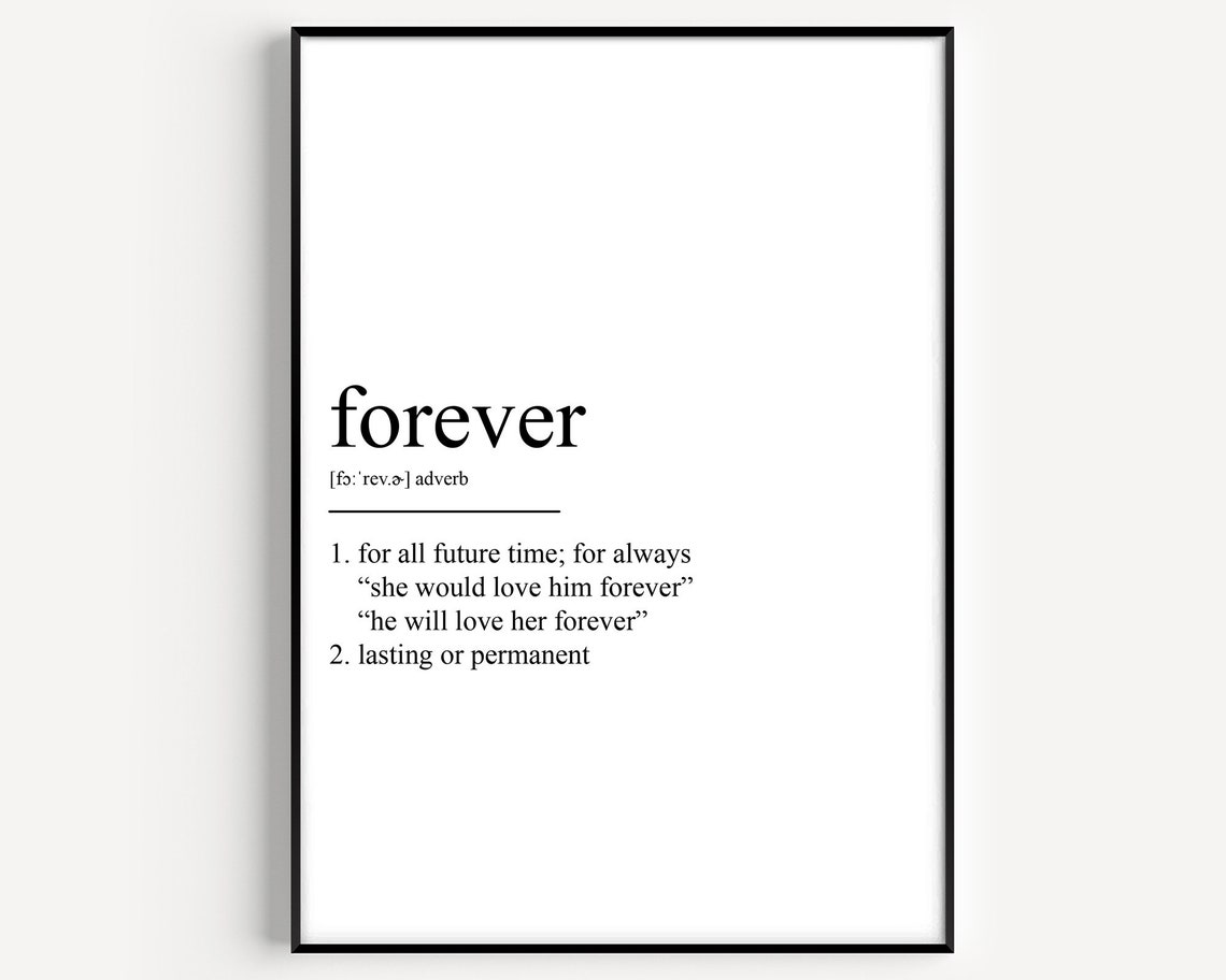 Forever Romantic Dictionary Definition Wedding Typography Art Print