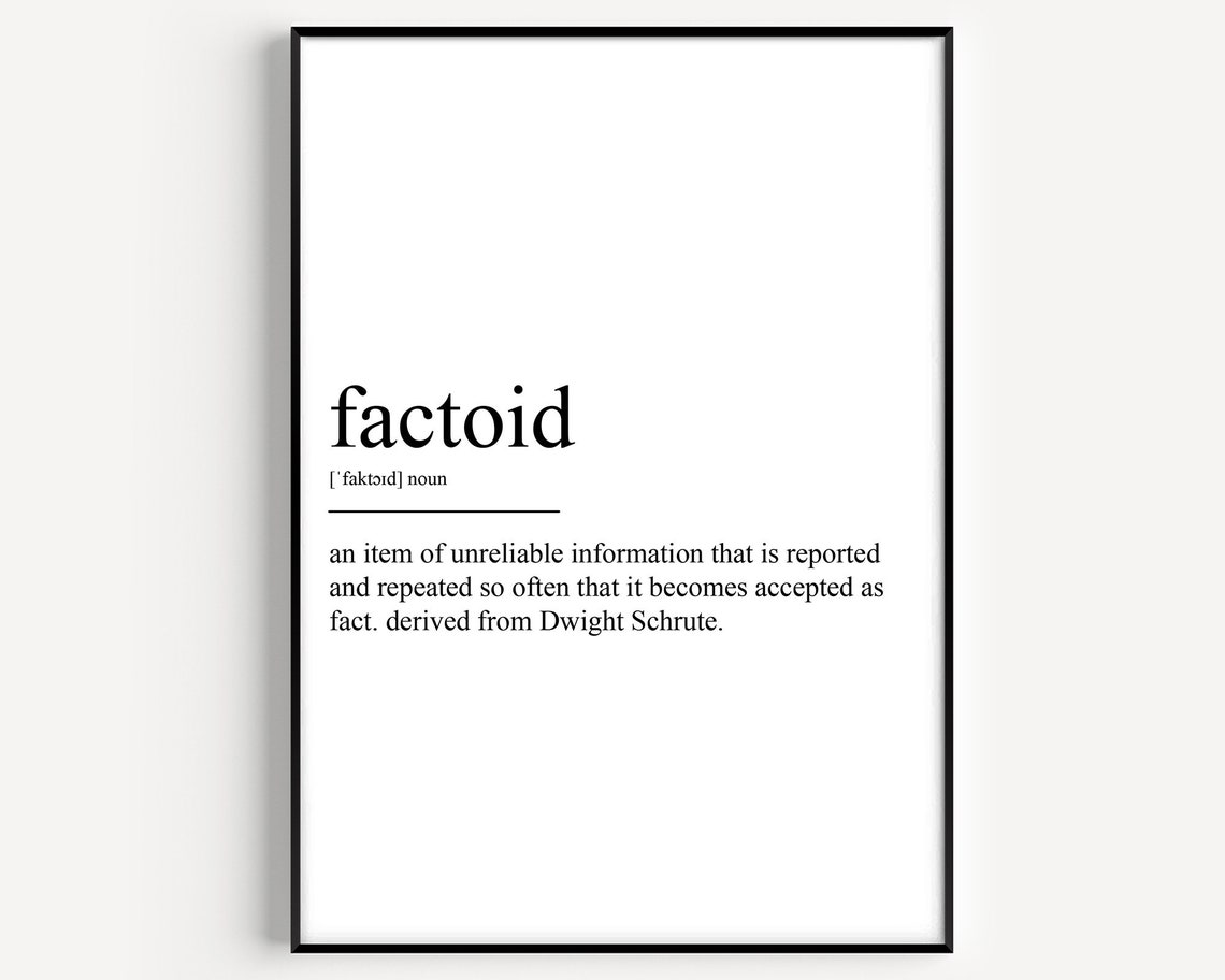 Funny Factoid Definition Print Dwight Schrute Office Humor Gift