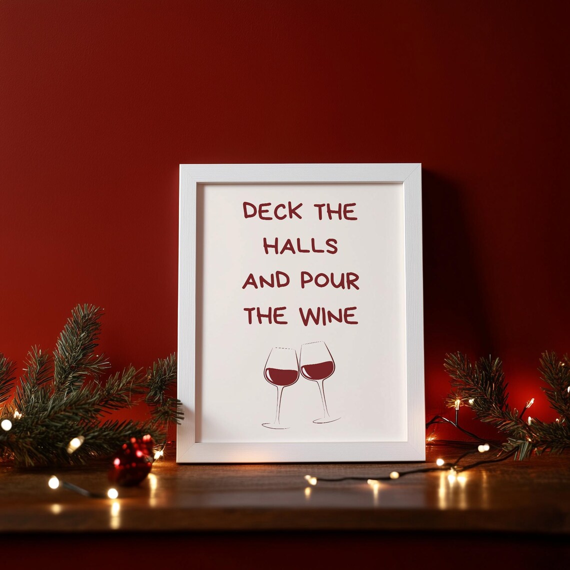 Deck the Halls and Pour the Wine Funny Christmas Bar Cart Poster - Image 2