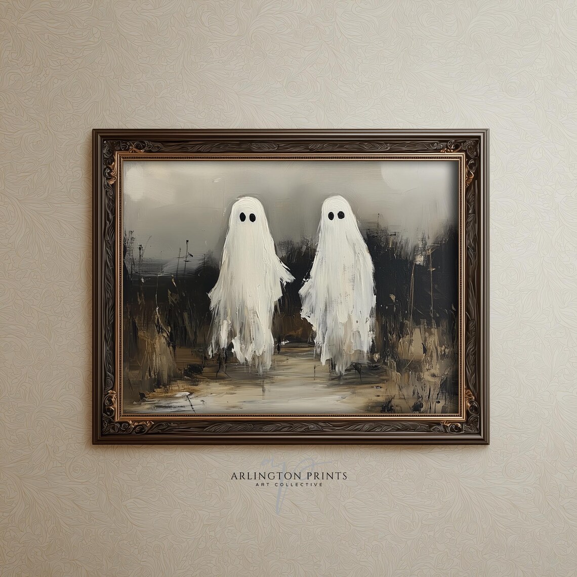 Rustic Painting Halloween Wall Art Haunted Autumn Decor Spooky A243