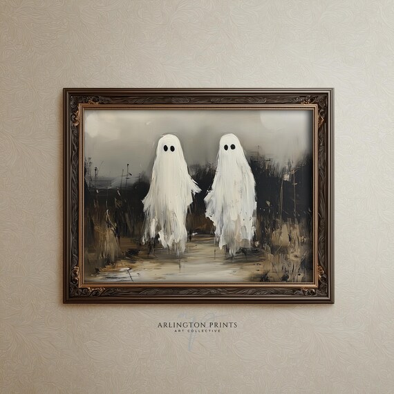 Rustic Painting Halloween Wall Art Haunted Autumn Decor Spooky A243