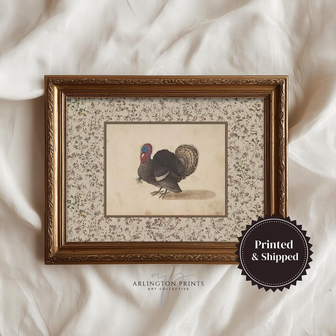 Antique Thanksgiving Turkey Print, Rustic Farmhouse Decor