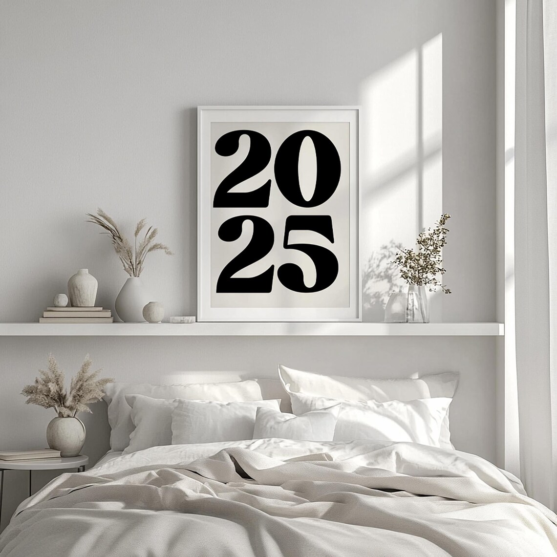 2025 Bold Black White Minimalist Number Typography New Year Poster