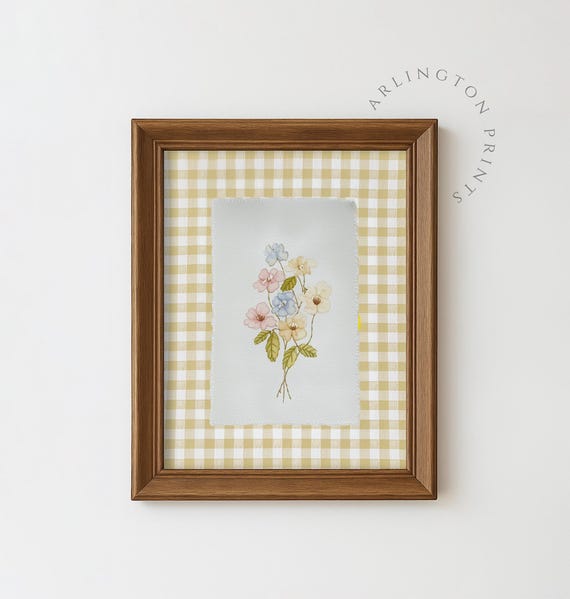 Gingham Floral Nursery, Vintage Farmhouse Decor