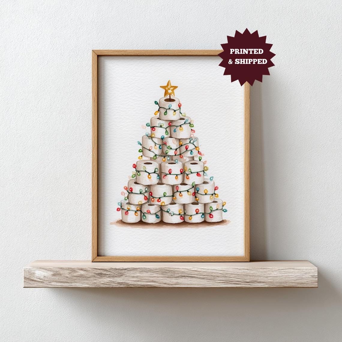 Toilet Paper Christmas Tree Funny Bathroom Holiday Decor Poster