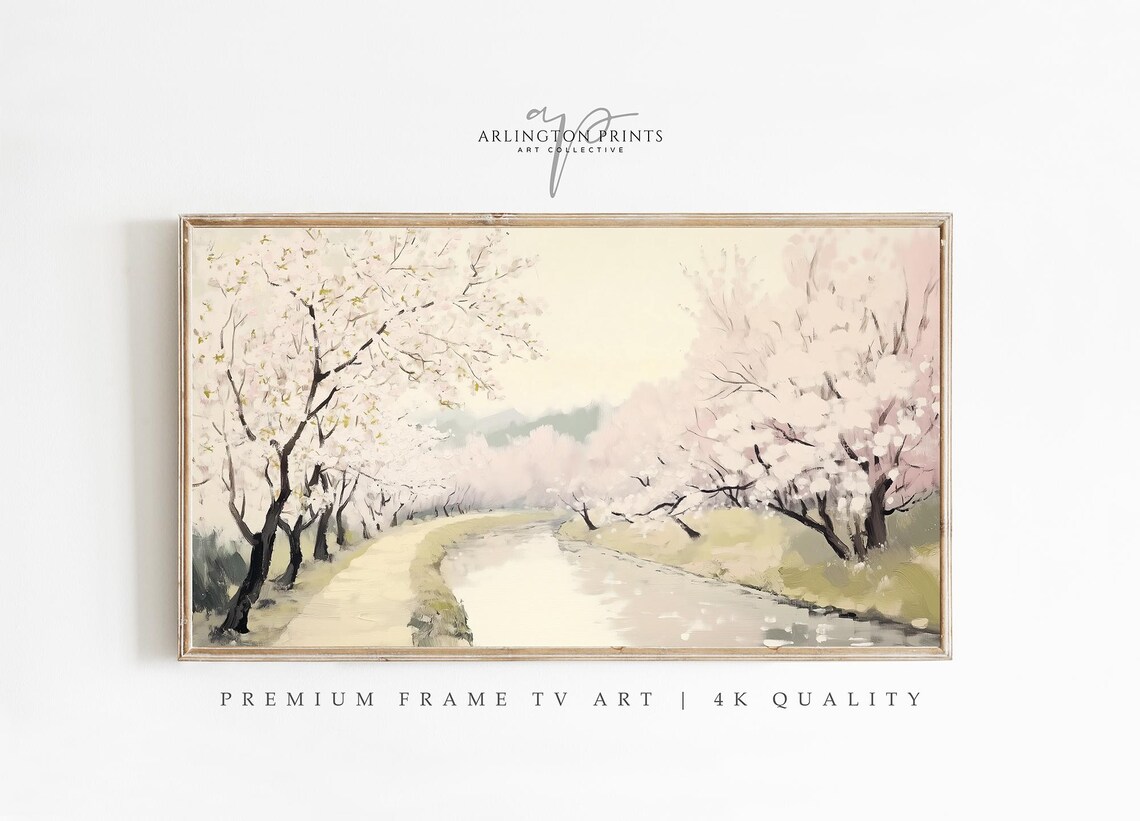 Soft Spring Cherry Blossom Pathway Floral Scene