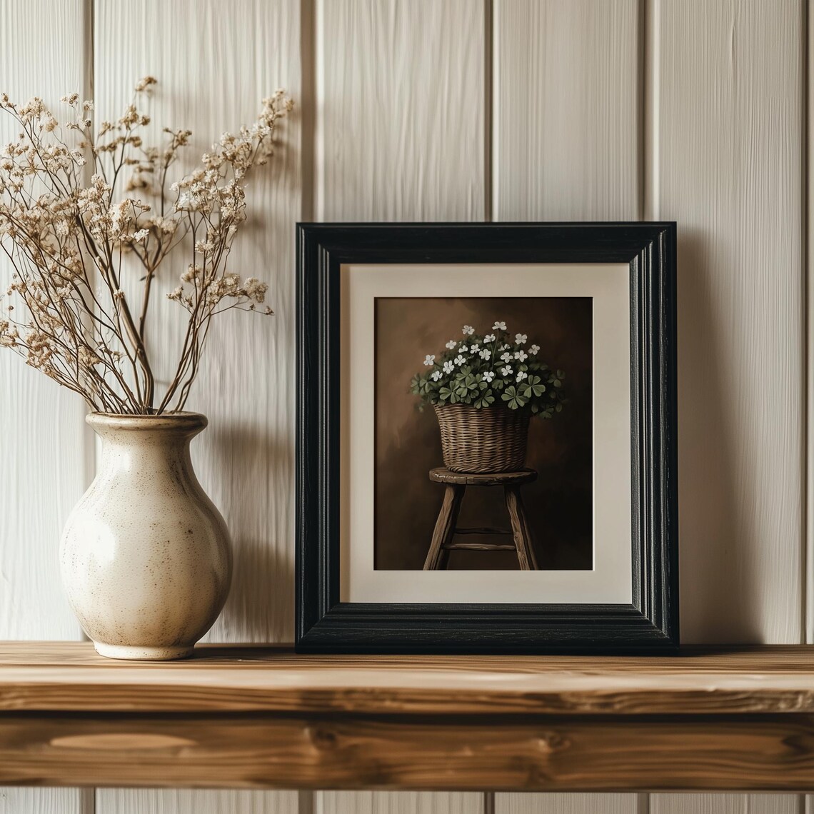 Shamrock Basket Art Print, Cottage Irish Decor - Image 4