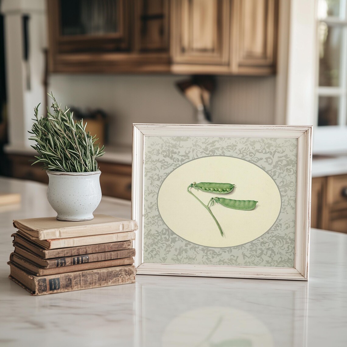 Vintage Botanical Illustration of Fresh Green Pea Pods Print - Image 4