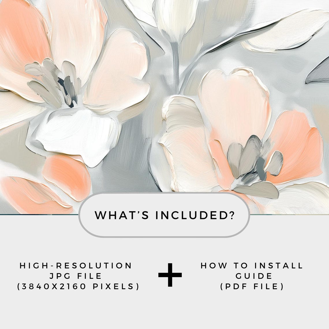 Blush Peach Abstract Floral Painting Frame TV Display Wall Art - Image 3