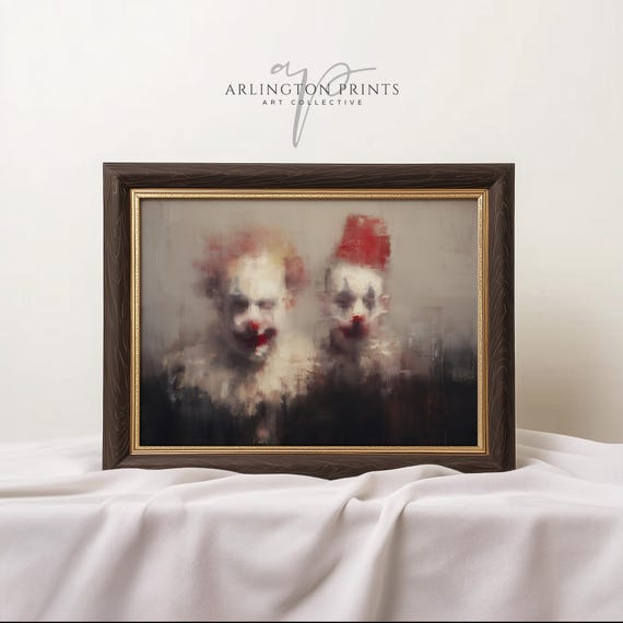 Vintage Horror Clown Poster Print, Gothic Halloween