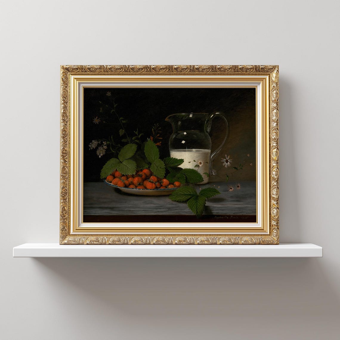 Vintage Still Life Strawberries And Cream Kitchen Art