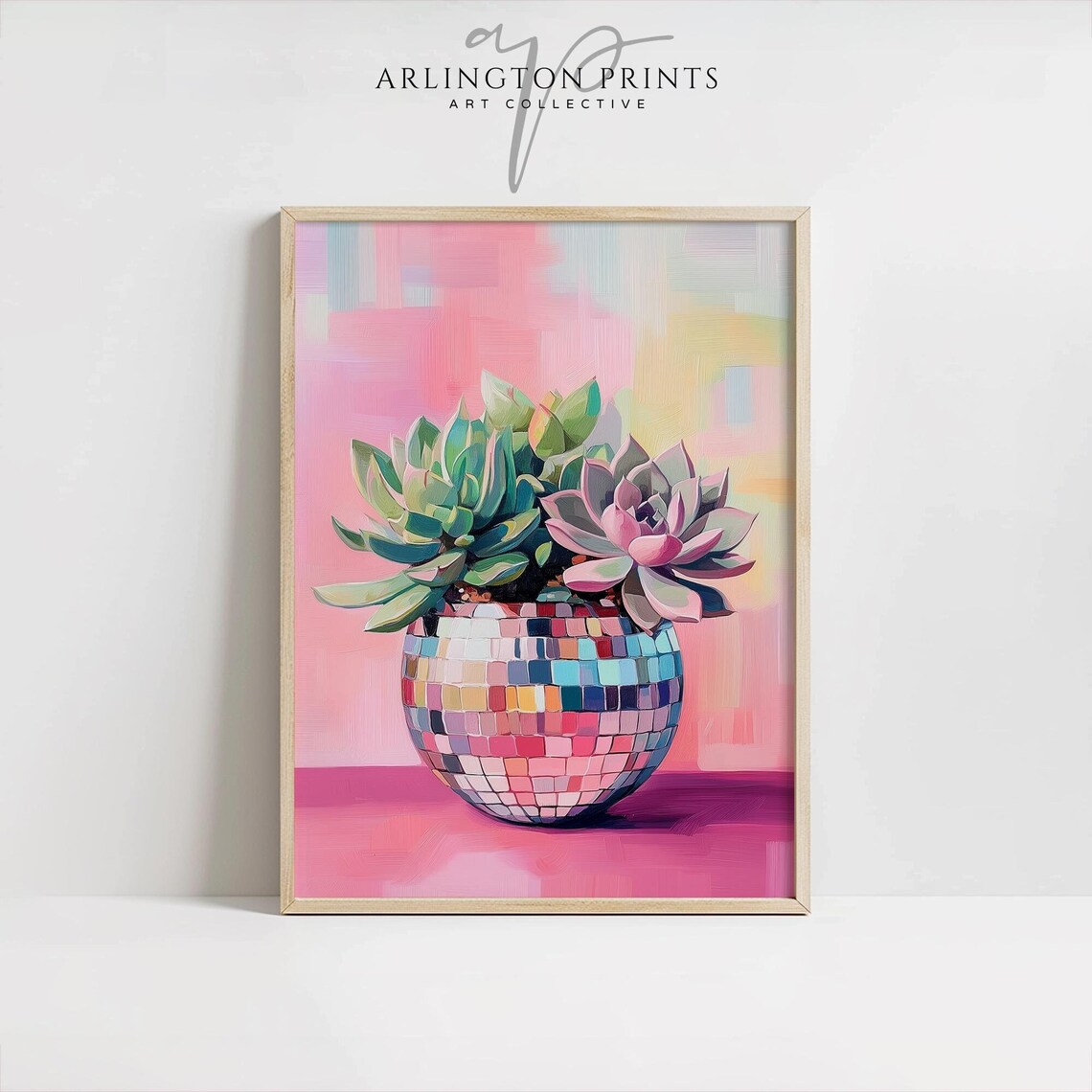 Succulents In A Disco Ball Planter Colorful Preppy Dorm Poster
