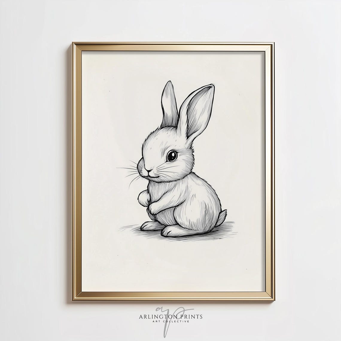 Antique Bunny Sketch Ink Rabbit Classic Nursery Vintage Poster