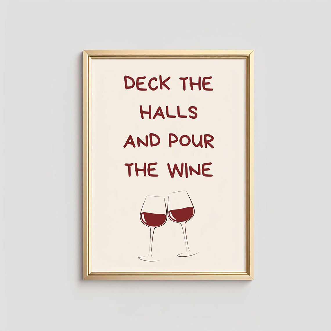 Deck the Halls and Pour the Wine Funny Christmas Bar Cart Poster