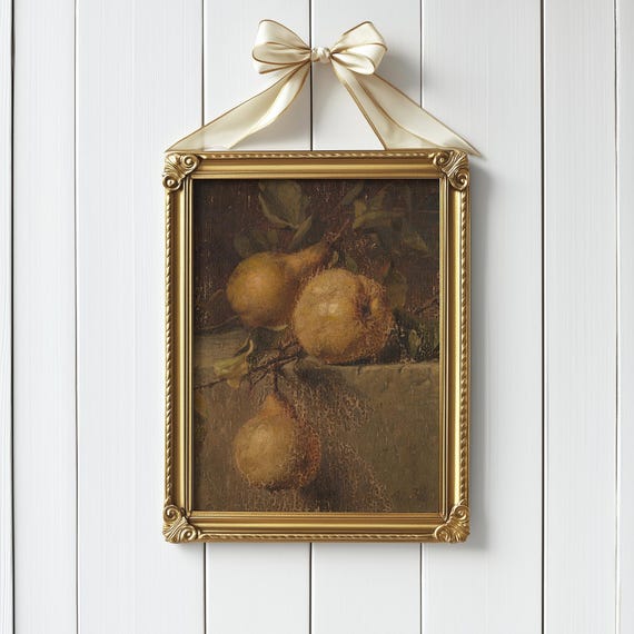 Vintage Pear Still Life, Farmhouse Kitchen Decor