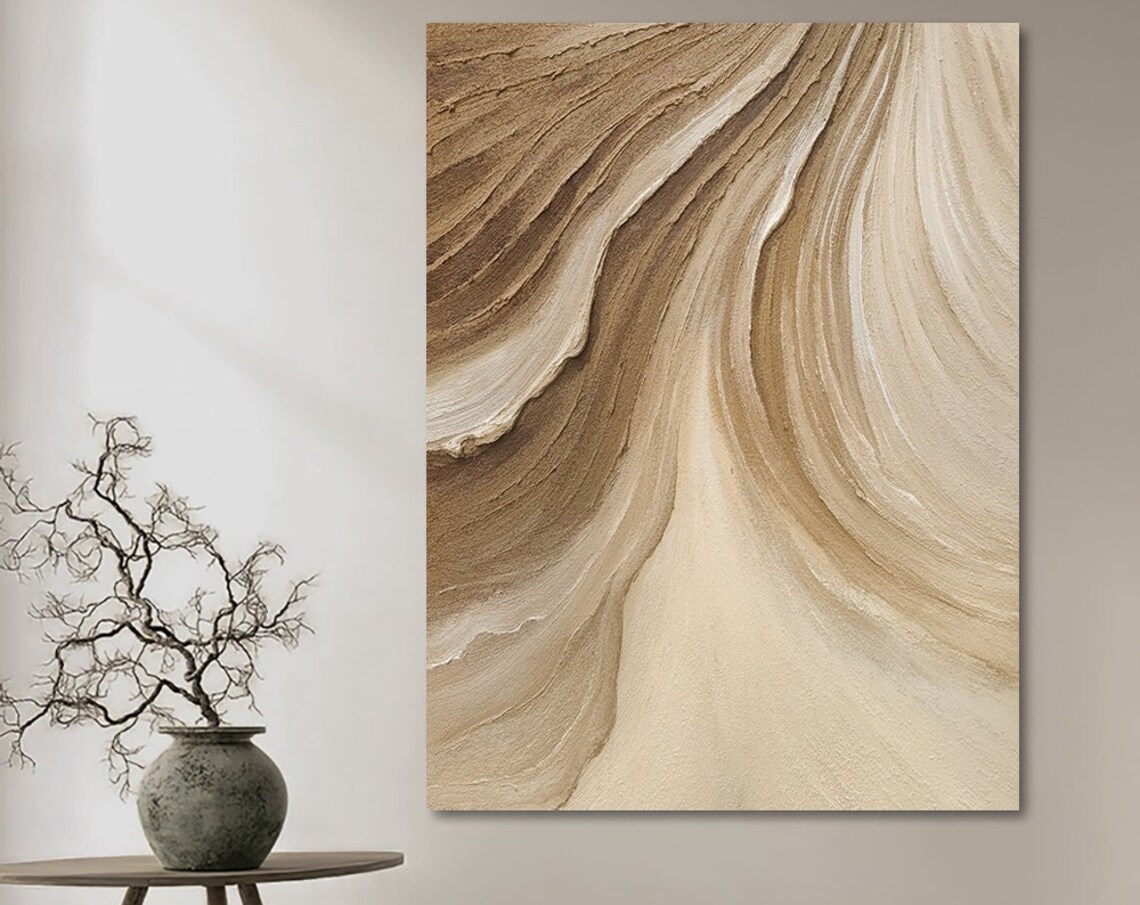 Time River Wabi Sabi Boho Brown Abstract Minimalist Art Print