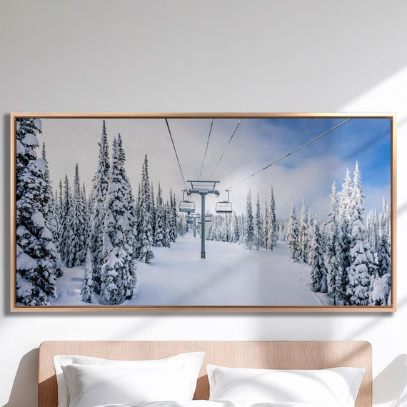 Shuswap BC Ski Lift Winter Landscape Art Print