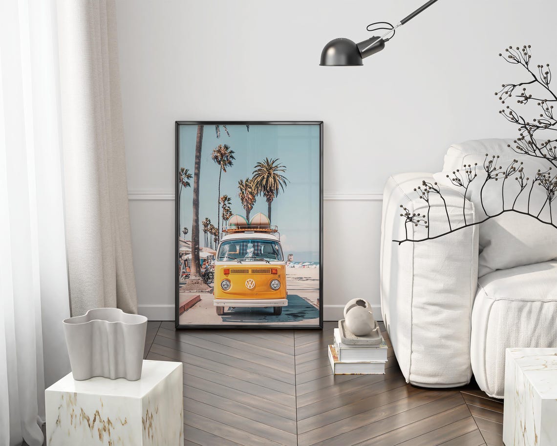 Surfing Van Art Surf Van Print Surf Van Poster Surf Van Boho Painting Beach Portrait Beach Gallery Decor Surf Van Rustic Print - Image 3
