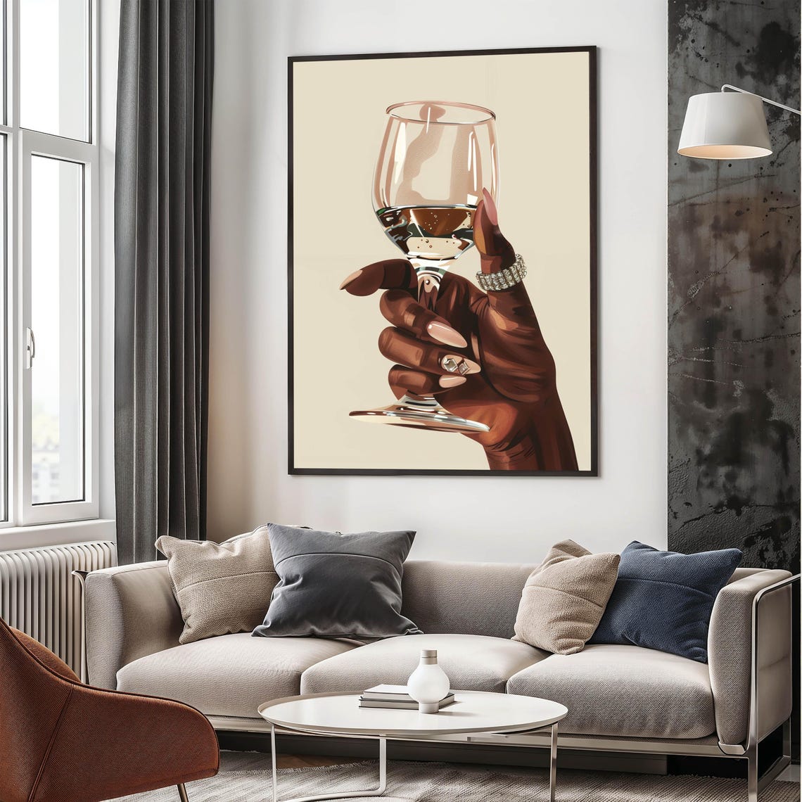 Black Girl Print Black Female Wine Art Afrocentric Women Cheers Poster African Feminine Wine Portrait Arican Lady Bedroom Decor - Image 5