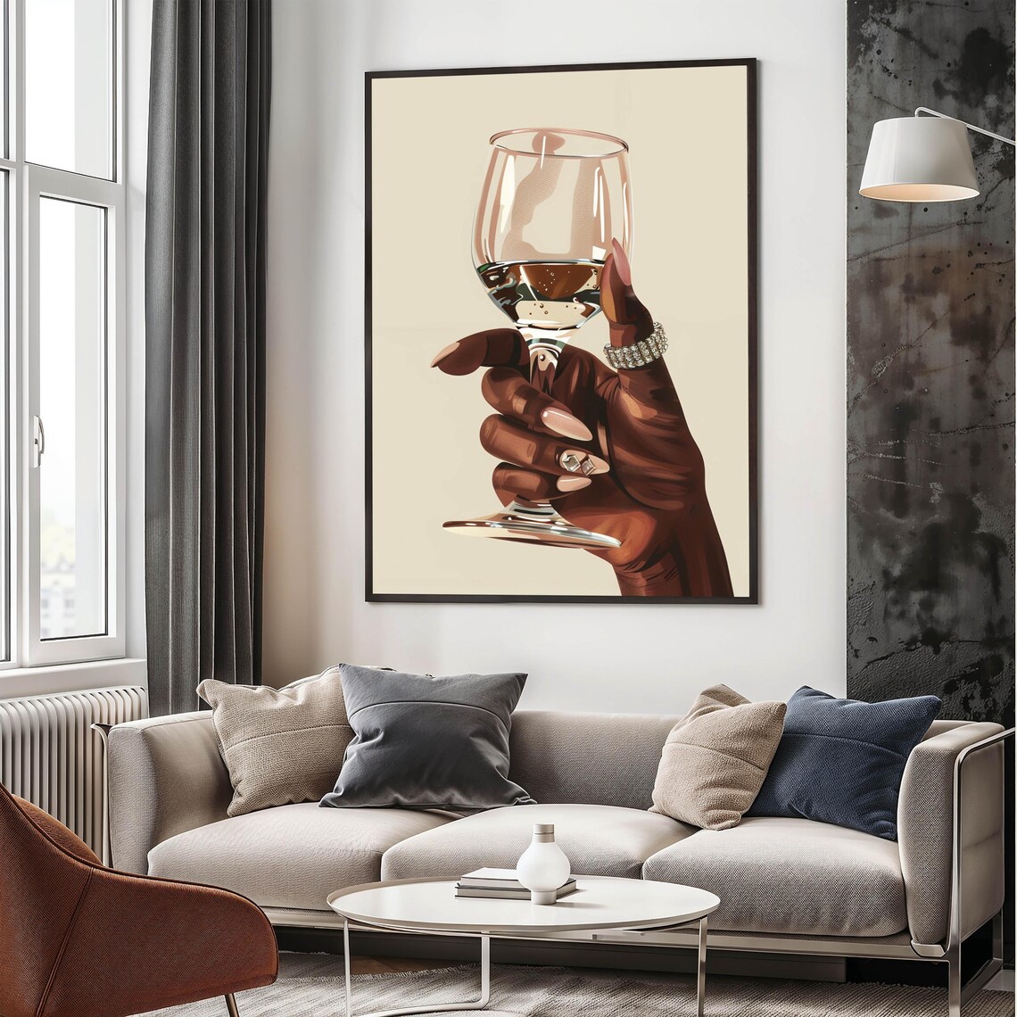 Elegant Hand Holding Wine Glass with Diamond Bracelet Minimal Poster - Image 5