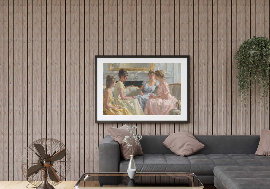 Decadent Lady Poster Female Gossip Art Victorian Women Painting Girl Boho Portrait Women Gossips Print Feminine Gallery Decor Girl Art - Image 2